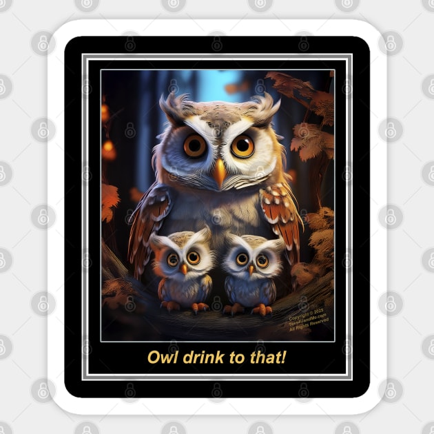 OWL DRINK TO THAT! Sticker by Erik's Store